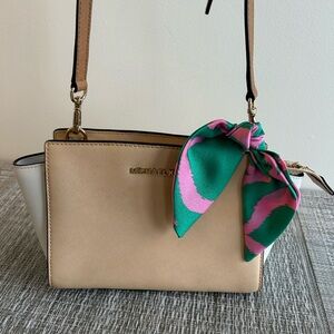 MK ✨ Michael Kors Two Tone Saffiano Leather Crossbody Shoulder Satchel Bag